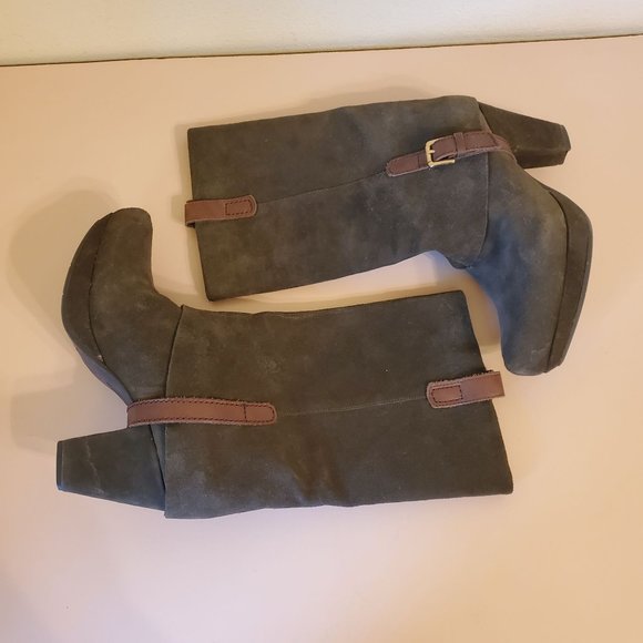 Earthies Green Brown Pointy Toe Boots‎ Suede Leather LINTZ 9.5B - Picture 6 of 7